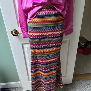 Colorful Patterned Maxi Mermaid Crochet Skirt